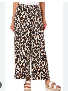 Nine West Leopard Print Wide Leg Pants - Black, Brown, Cream Size PL